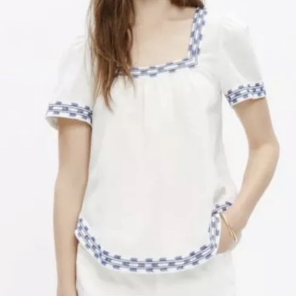 Madewell Arrow Stitch Peasant Top Size XS - Picture 5 of 10